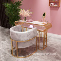 En iyi fiyat modern stil güzellik salonu mobilya kadife mermer salon tırnak manikür masası